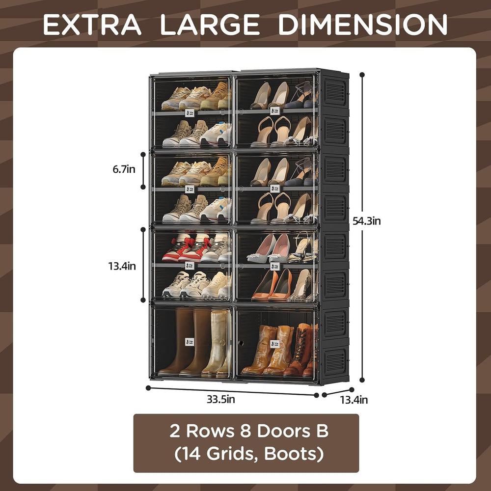 Vipbox Black Shoe Rack Organizer Cabinet for Closet Entryway,Clear Shoe Stora...