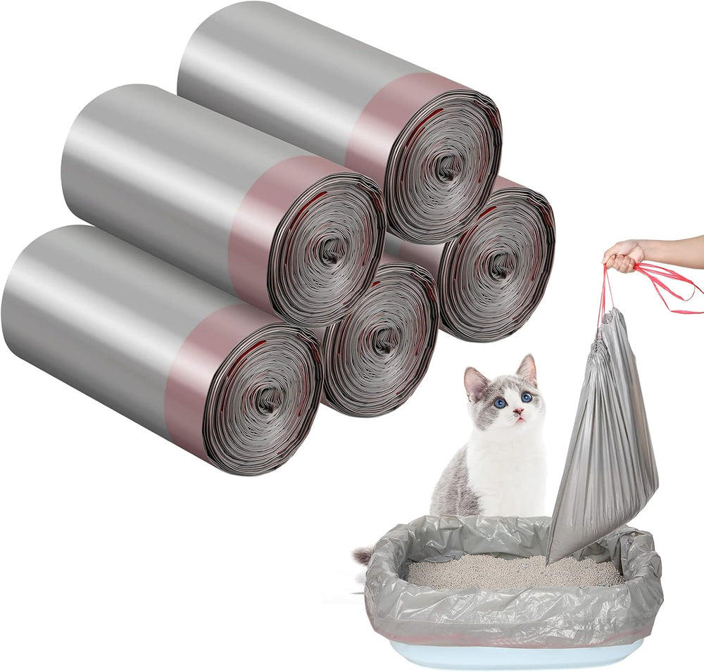 Tinlade 50 Count Jumbo Cat Litter Box Liners,39 x 22 Inch,Gray, Red