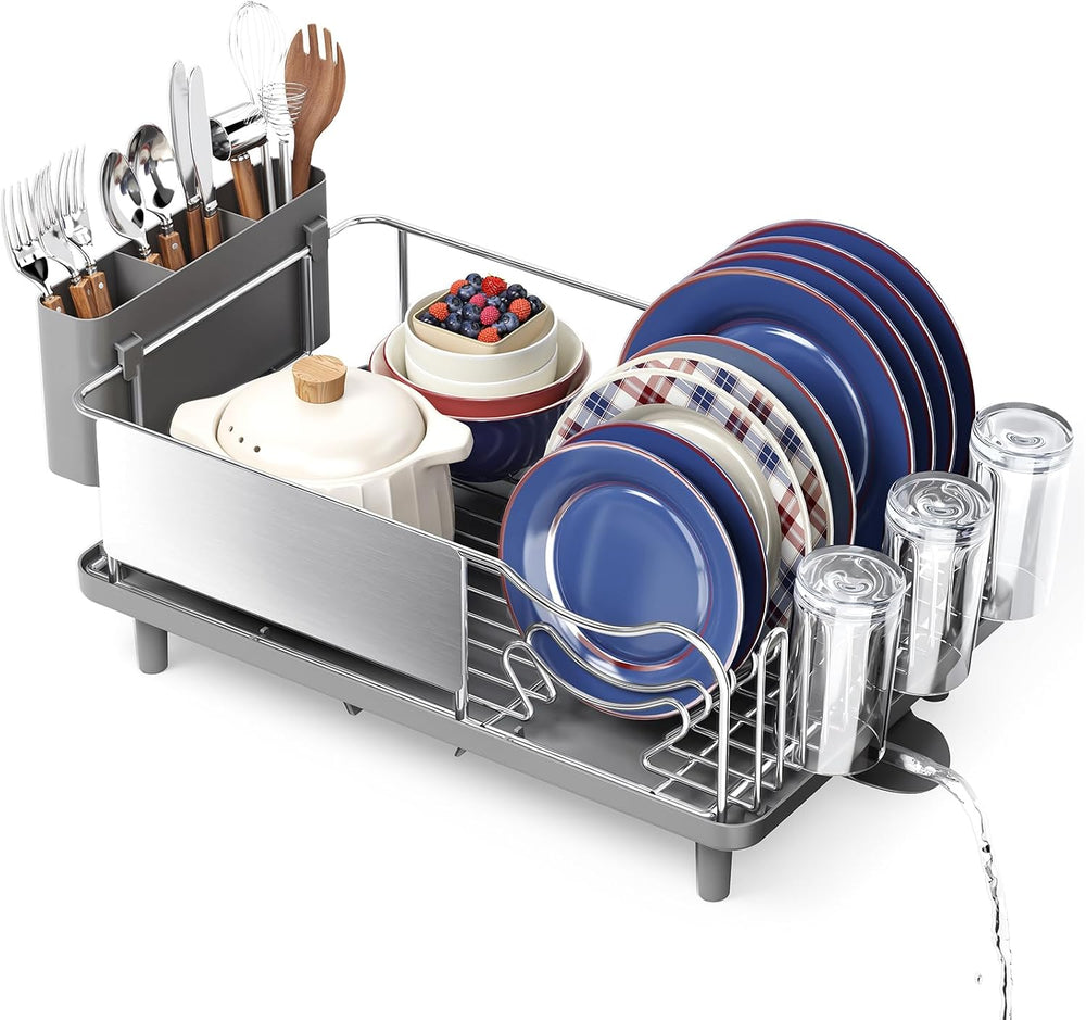 KINGRACK Stainless Steel Dish Drying Rack for Kitchen Counter, Grey
