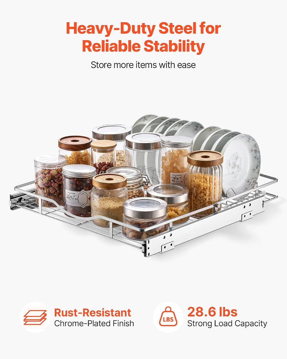 VEVOR Pull Out Cabinet Organizer 19.69"W x 21.06"D Steel Slide Out ...