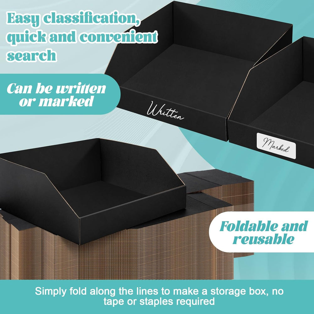 Fuyoooo 30 Pack 12 x 10 x 4. 5 Inches Cardboard Storage Bins Open Top Bin Box...
