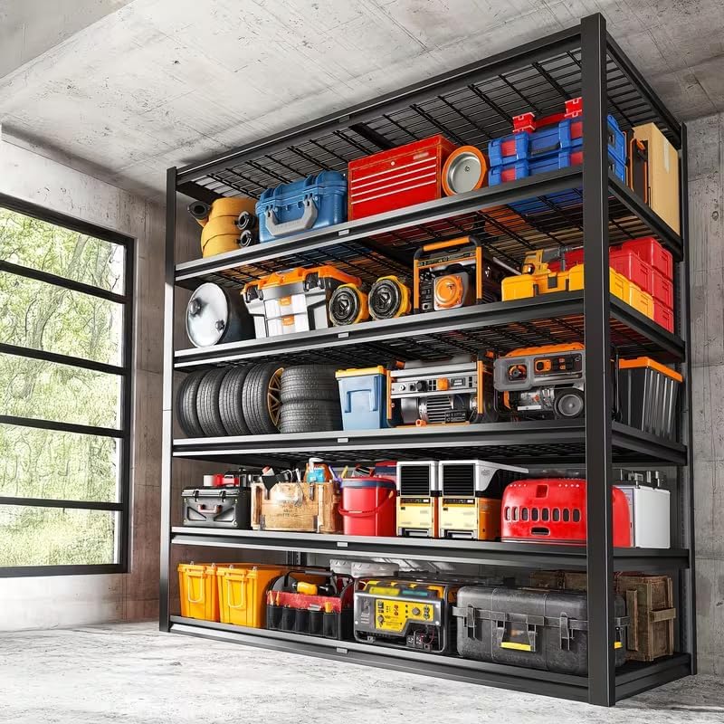 Garage Shelving, Heavy Duty Storage Shelves Metal Shelf Unit Adjustable Indus...