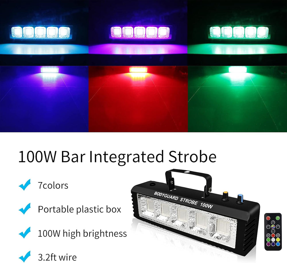Strobe Stage Lights Sound Activated, 100W RGB LED Strobe Light, Halloween Lig...