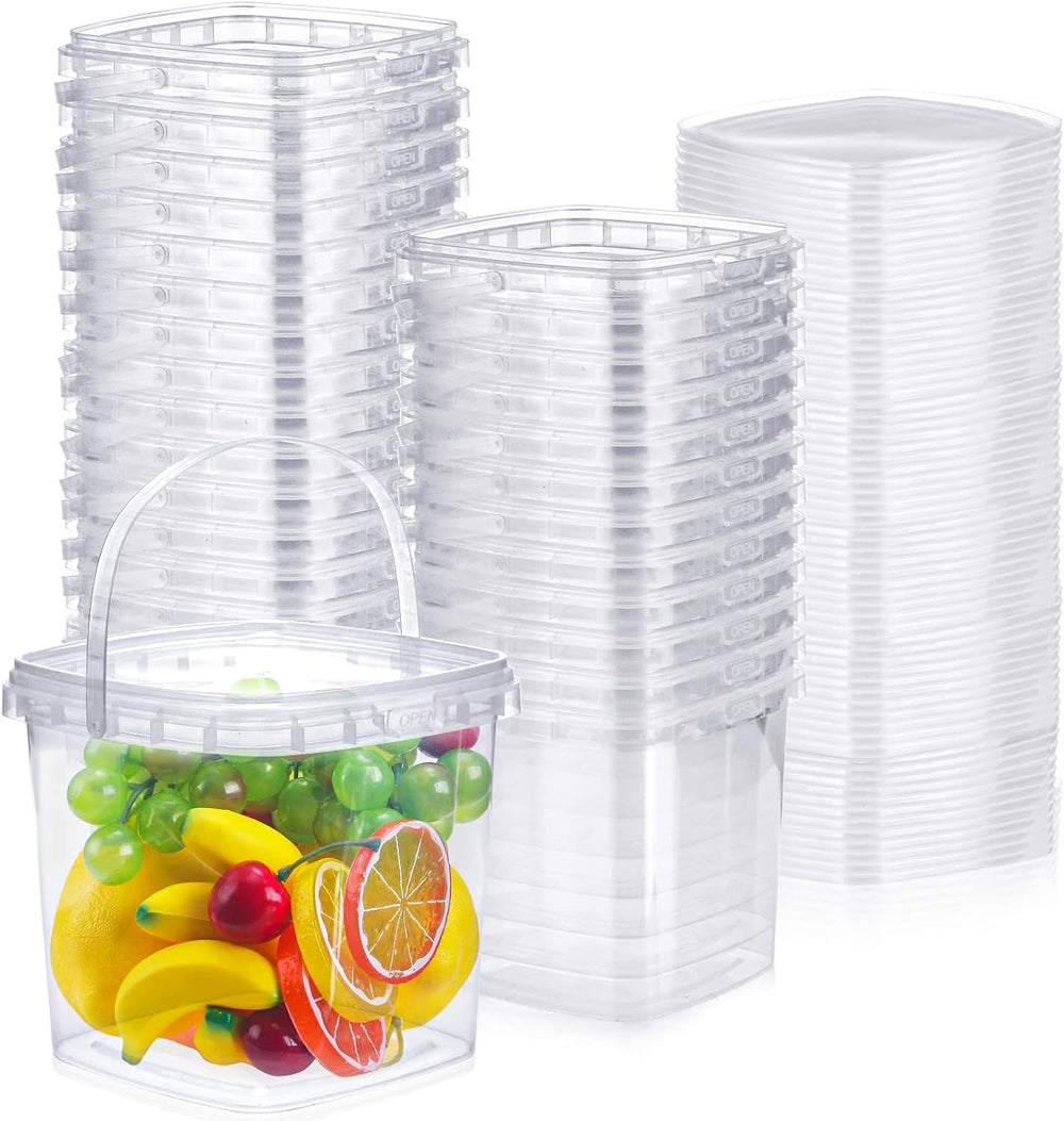 Macarrie 50 Pack 68 Oz Square Deli Containers with Lids Food Storage