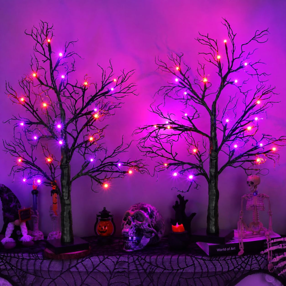 [Timer] 2 Pack Halloween Decorations Indoor, 24 Inch Lighted Black Halloween ...