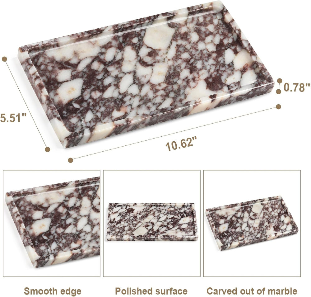 Natural Marble Vanity Tray - Moujings Genuine Marble Perfume Tray for Bathroo...