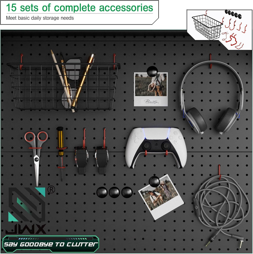 JWX Freestanding Gaming Pegboard Shelf, 300 lb Capacity, 57.5 x 74 in