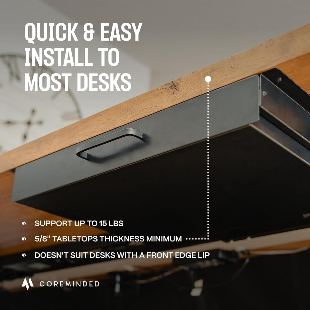 Under Desk Drawer Slide Out Attachment - Carbon Steel Undermount Table Drawer...