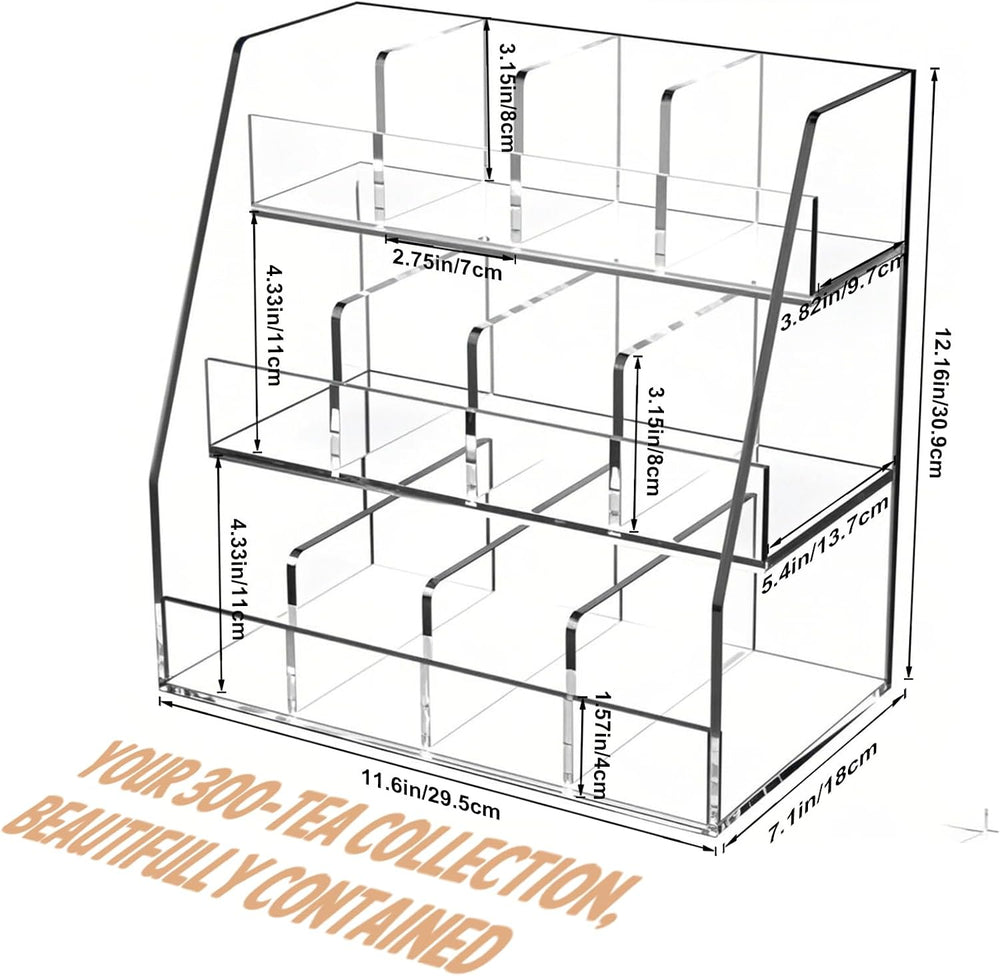 3-Tier Acrylic Tea Bag Organizer - Holds 200+ Tea Packets