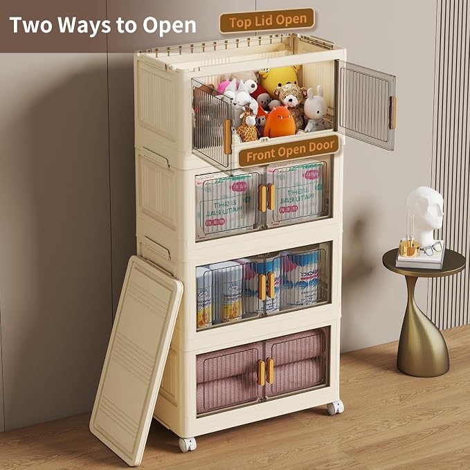 4 Tier Stackable Plastic Storage Bins