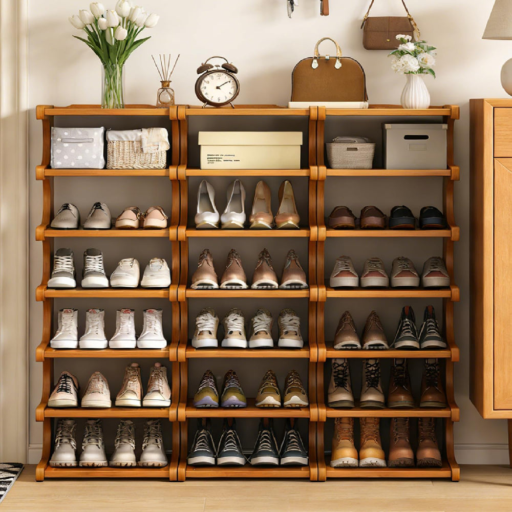 39" Bamboo Shoe Rack - Vertical Shoe Organizer Rack for Small Space, Nar...