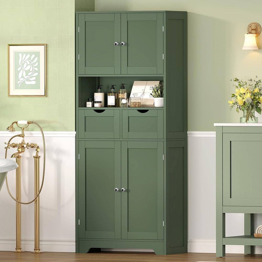 57.8"H Tall Bathroom Storage Cabinet with 4 Doors & 2 Adjustable She...
