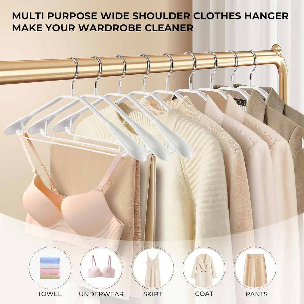 17.5 Inch Wide Shoulder Hangers for Sweater,Suit,20 Pack,White