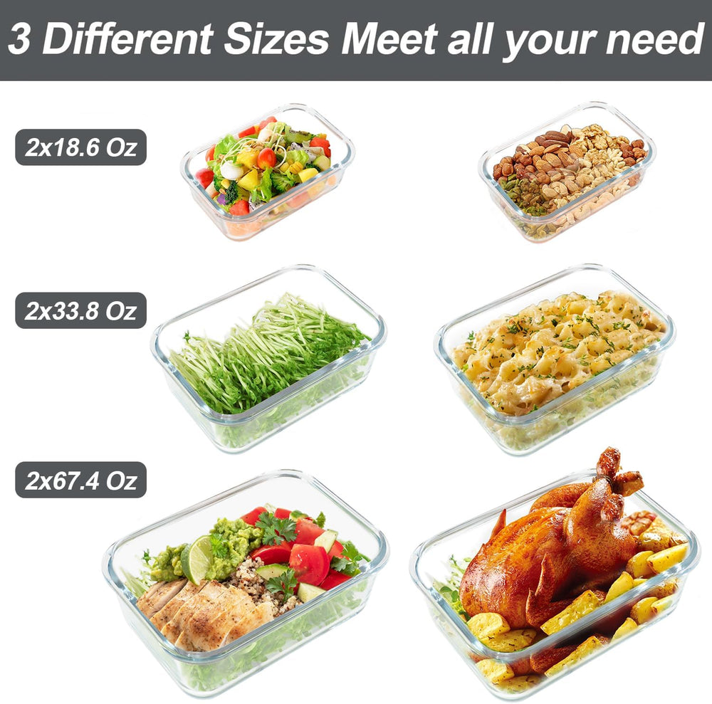 M MCIRCO 6 Pack Extra Large Glass Food Storage Containers with Lids