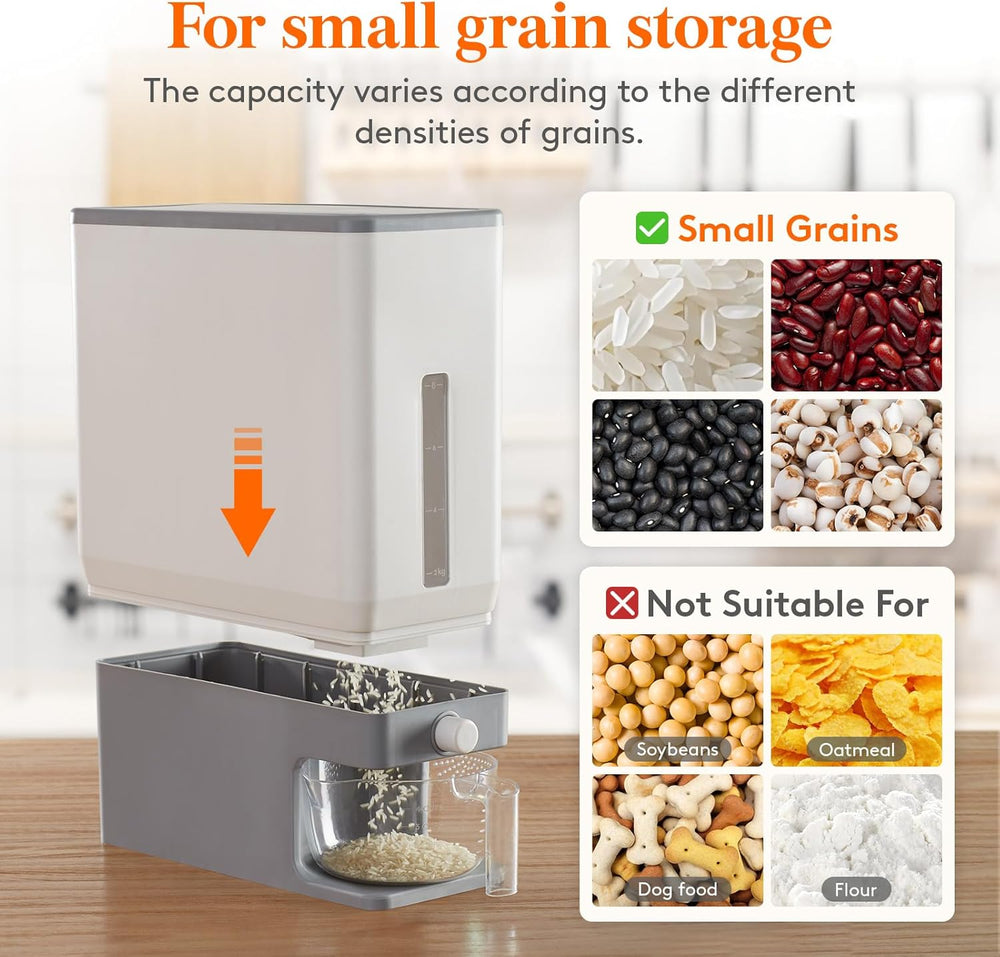 Lifewit Rice Container 25 Lbs, One-Press Dispenser with Measuring Cup