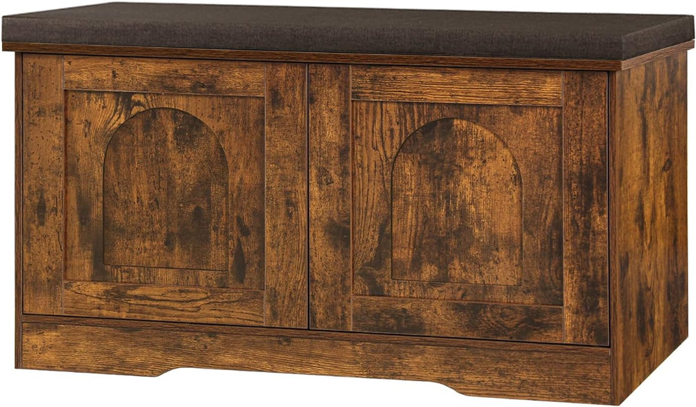 DINZI LVJ Shoe Storage Bench with Cushion, Door, Rustic Brown 31.5"LX17....