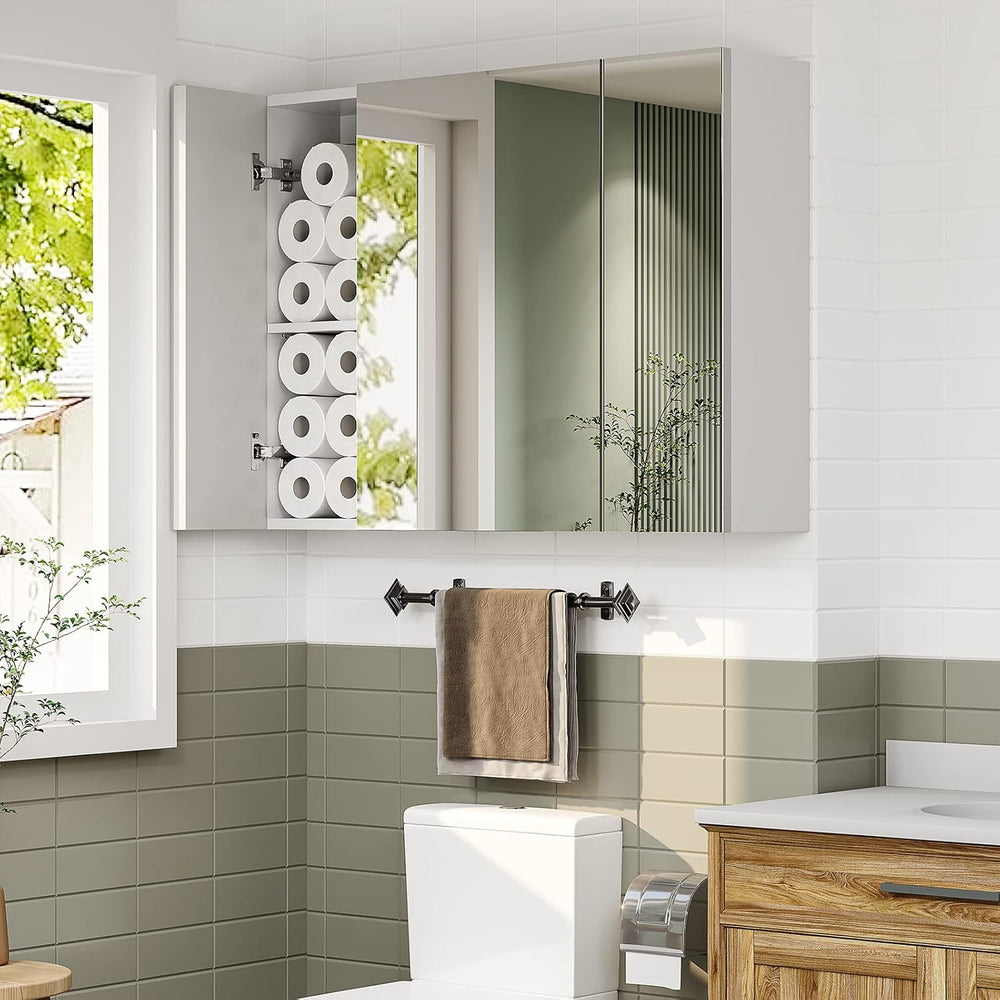 Medicine Cabinets Bathroom Mirror Cabinet with 3 Door 31.5x23.6 Inch Bathroom...