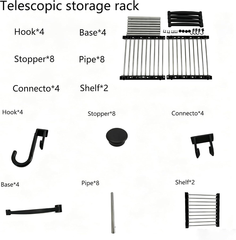 BLULEE Expandable Cabinet Organizer, Adjustable Storage Shelf Black