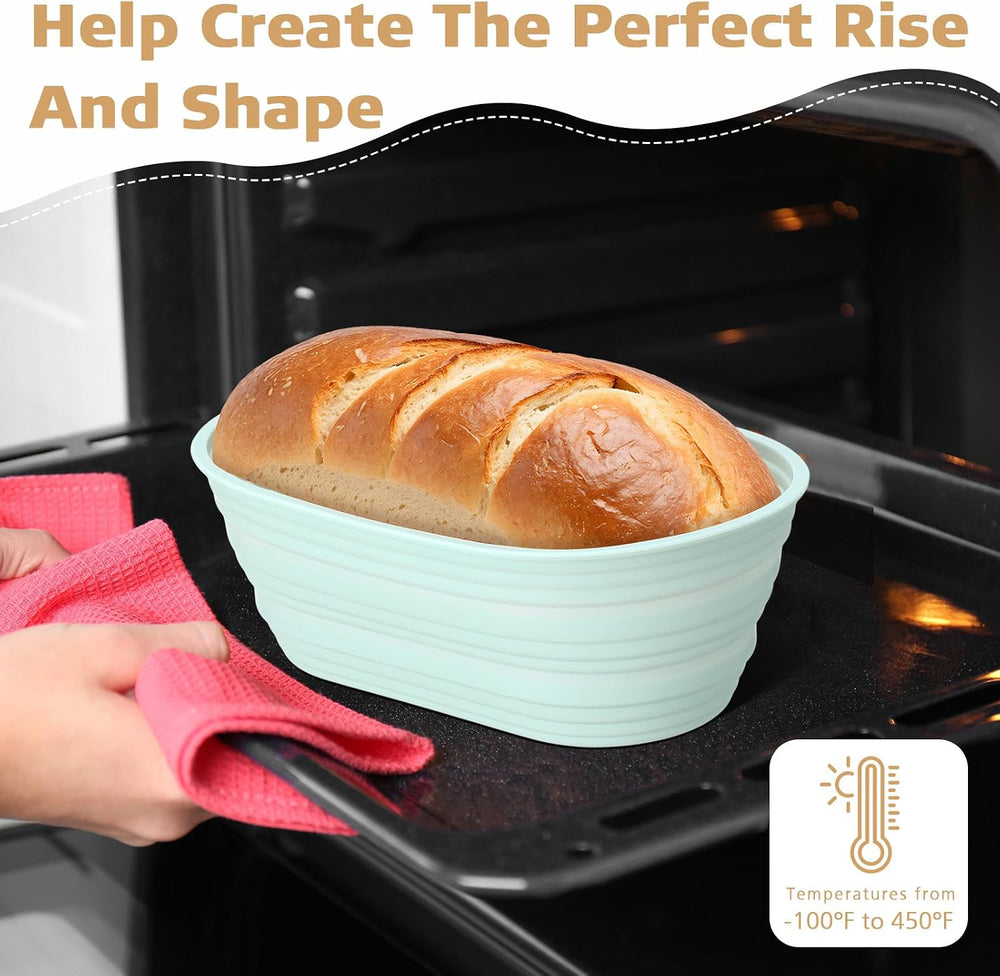 Honeydak 8 Pcs Silicone Bread Proofing Baskets Oval Banneton Basket 10 Inch C...