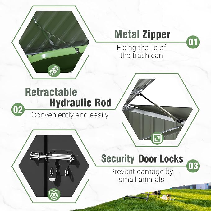 Greesum 5.8x3.3 FT Outdoor Storage Shed Metal Garbage Shed