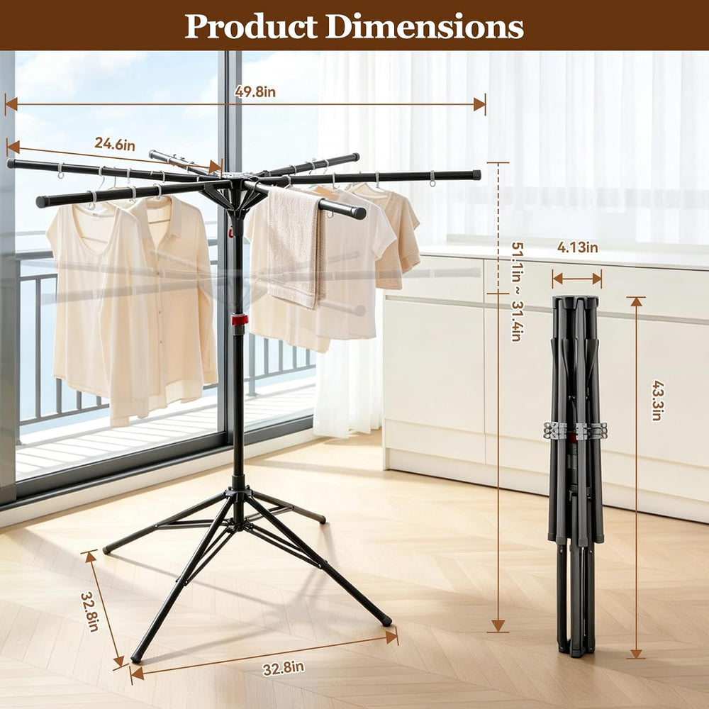 Adjustable Collapsible Umbrella Style Clothes Drying Rack, 4Legs6Telescopic A...
