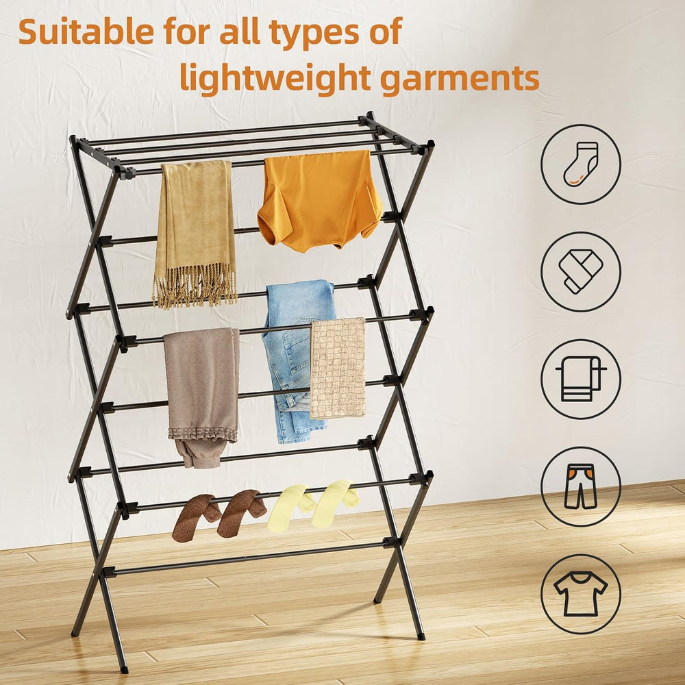 Drying Rack Clothing, 3-Tier Clothes Drying Rack Foldable, Antirust Laundry D...