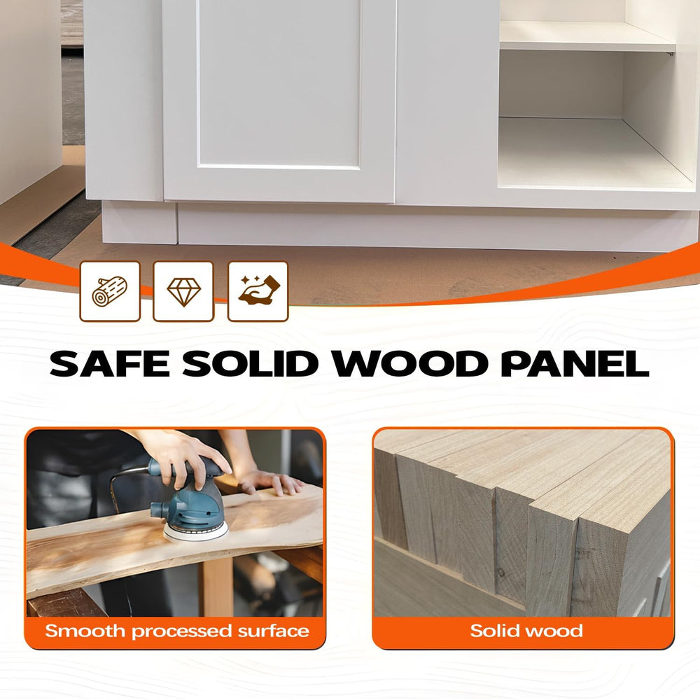 3" White Solid Wood Kitchen Base Cabinet Filler Strips, 5-Pack