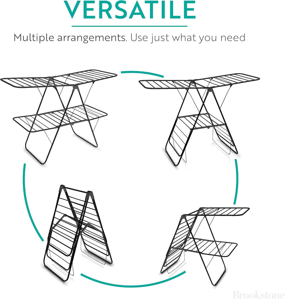 Brookstone 2 Tier Folding Rack - Indoor/Outdoor Collapsible Clothes Dryer Sta...