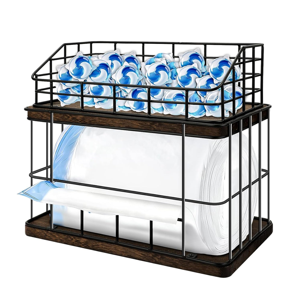 2-in-1 Trash Bag Holder & Dishwasher Pods Organizer, Extra Large Trash Ba...