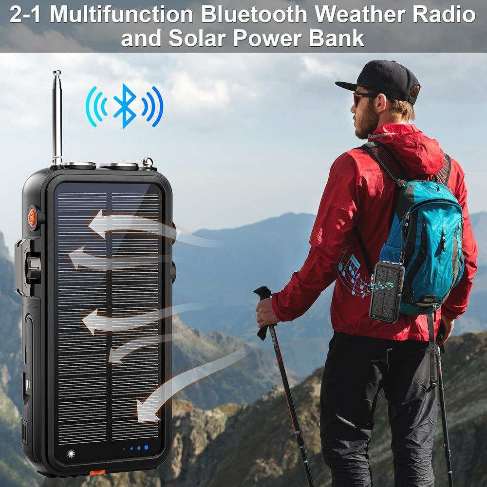 22000mAh Emergency Weather Radio, Solar Hand Crank, NOAA FM (Orange)
