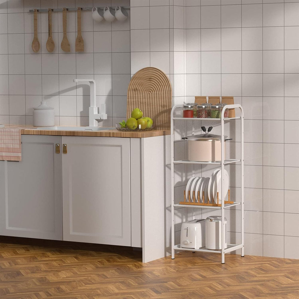 MAX Houser 4 Tier Standing Shelf Units for Kitchen Storage Rack, White