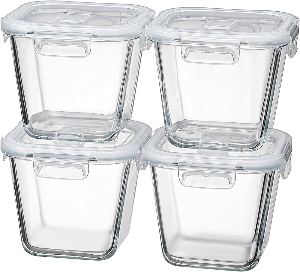 Borosilicate Glass Food Storage Containers With Lids，4 Cup/32 Oz, 4 Pack