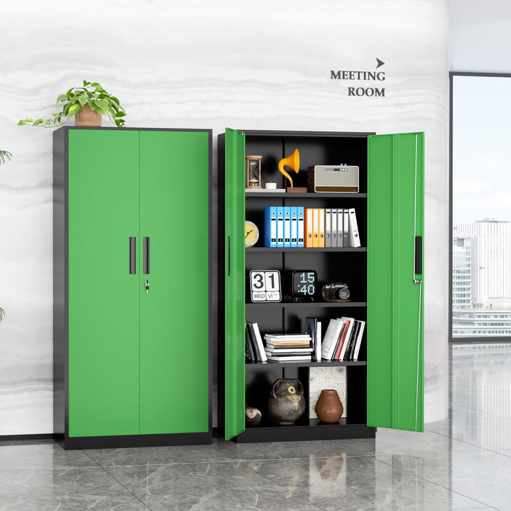 72" Metal Storage Cabinet - Heavy-Duty Metal Garage Cabinet with 4 Adjus...