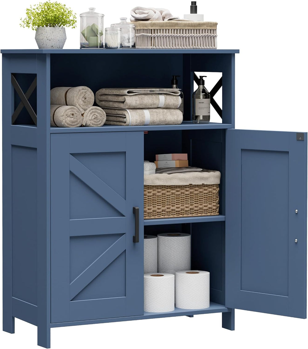 Homhedy Farmhouse Bathroom Storage Cabinet with Doors, Small Floor Cabinet