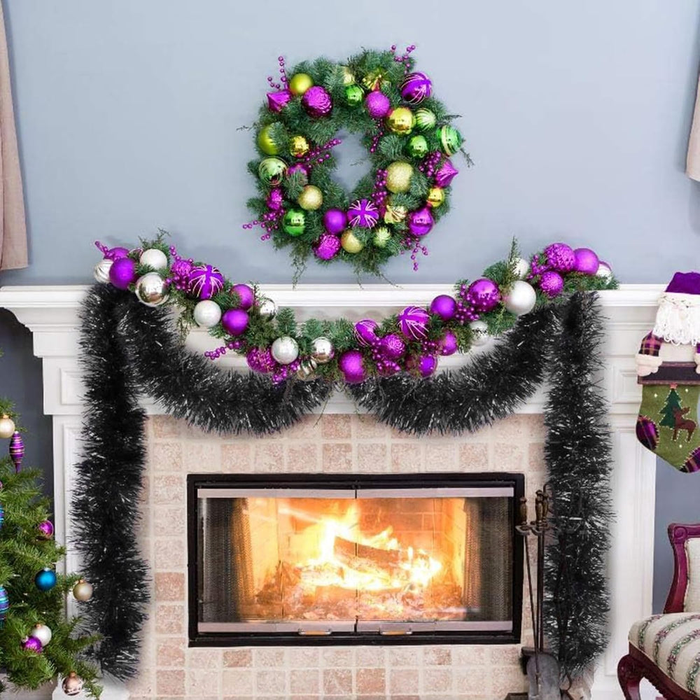 150 FT Black Tinsel Garland - Holiday Tinsel Garland for Christmas, Halloween...