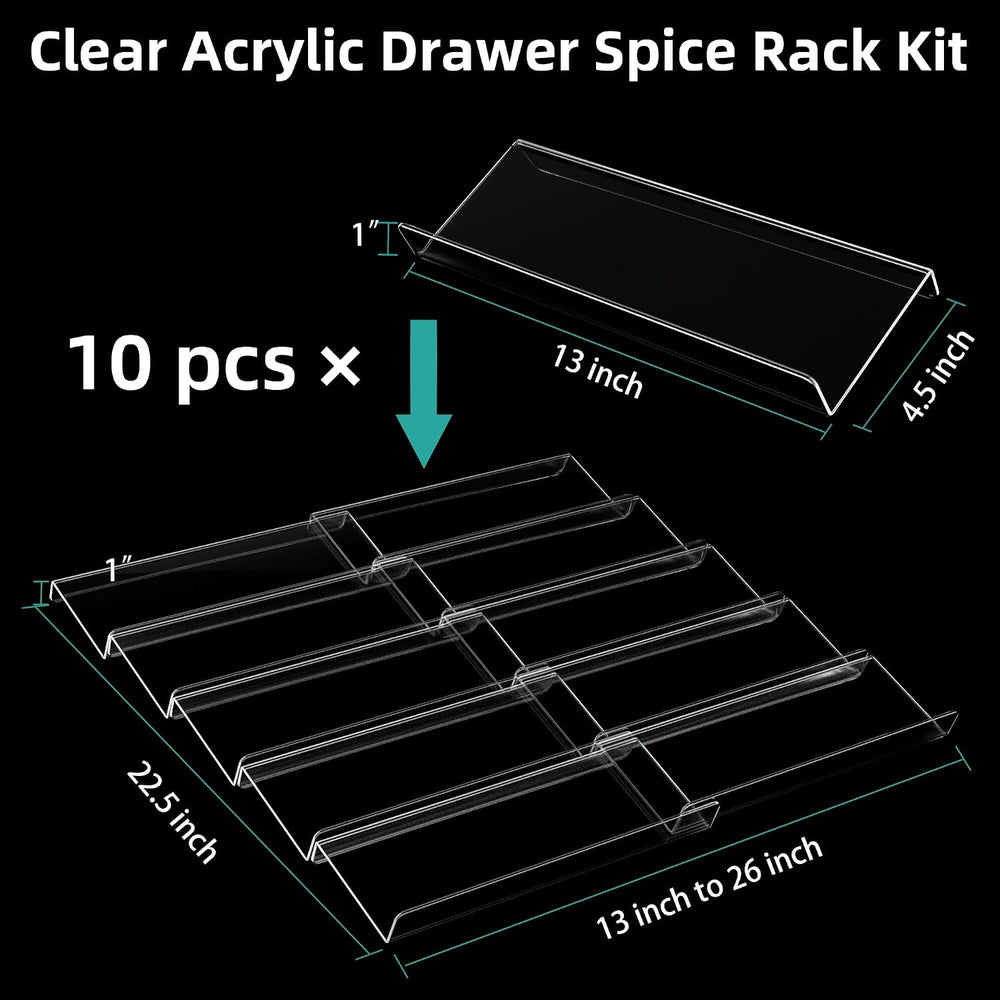 MIUKAA Clear Spice Drawer Organizer, 5 Tier - 2 Set Acrylic Seasoning Rack