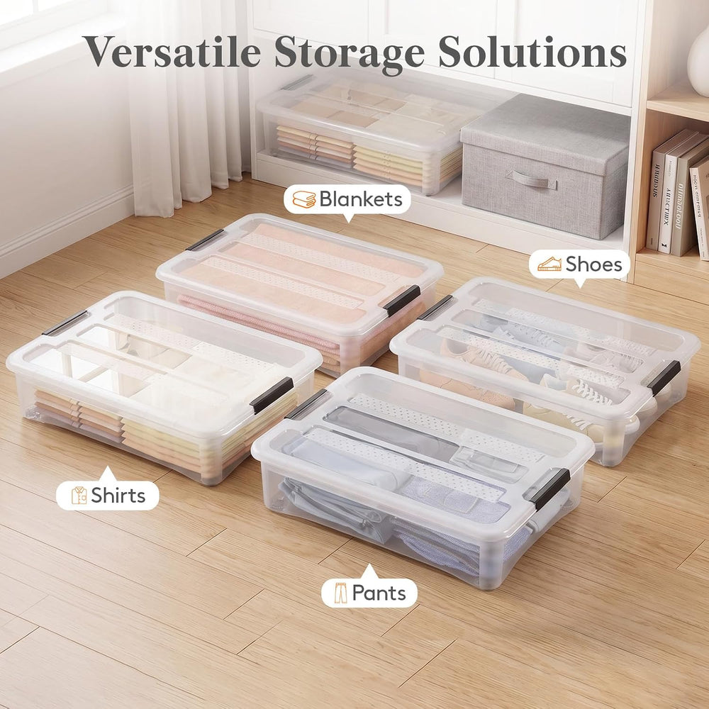 Lifewit 44 Qt Clear Storage Bins with Lids, 4 Pcs