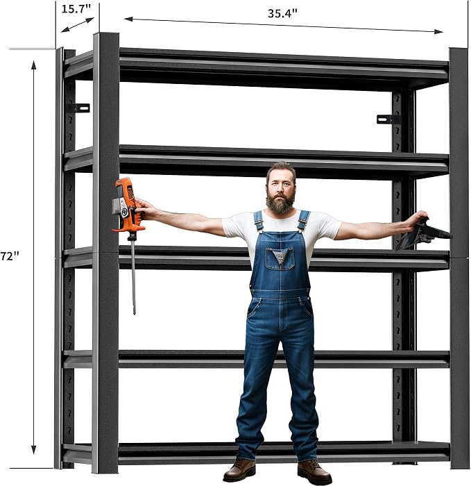 Garage Shelving, Thickened 72" Storage Shelves Heavy Duty Shelving Units...