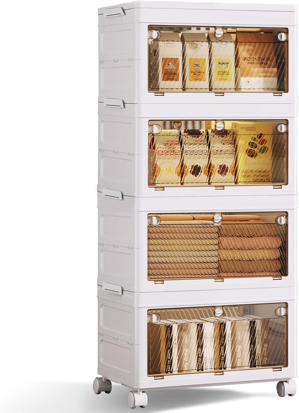 QudraKast 4-Tier Stackable Plastic Storage Bins - 67QT Stackable Storage Bins -
