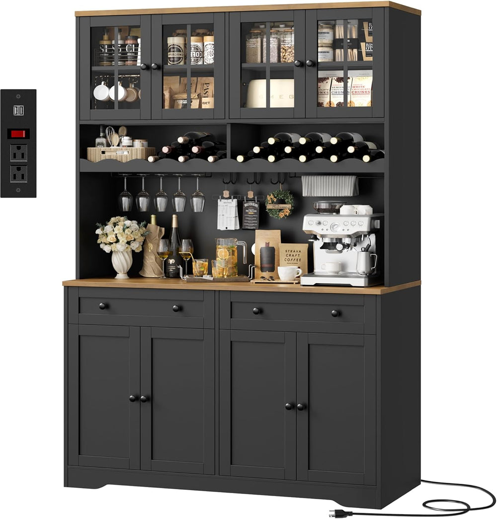 HOSTACK 75"H Kitchen Pantry Storage Cabinet, Kitchen Hutch Cabinet, Black