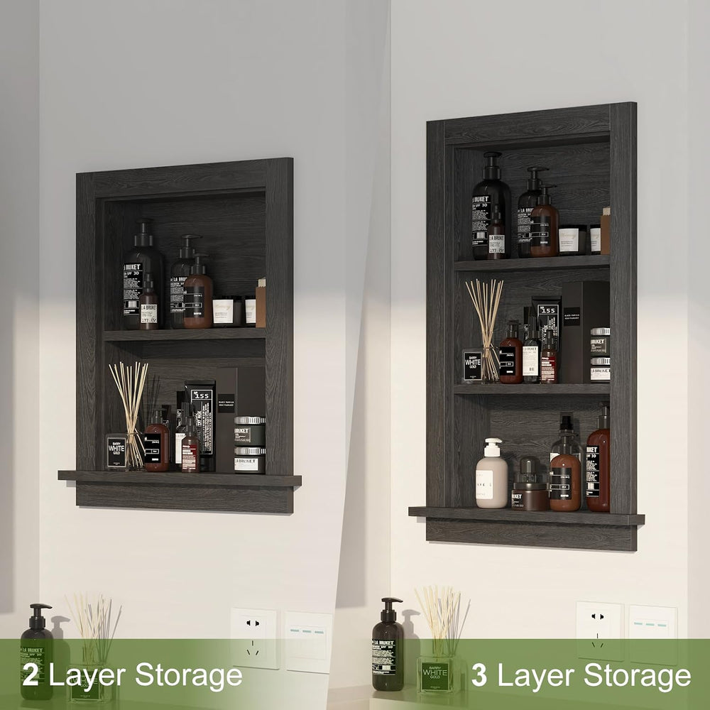 Recessed Medicine Cabinet for Bathroom,3-Tier Bathroom Wall Niche