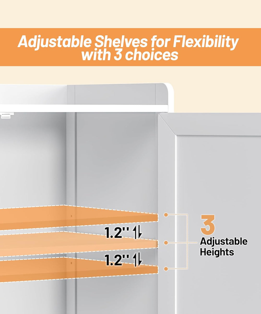 Akxomel 60.2''H Tall Bathroom Storage Cabinet with 6 Door, Pantry Cab...