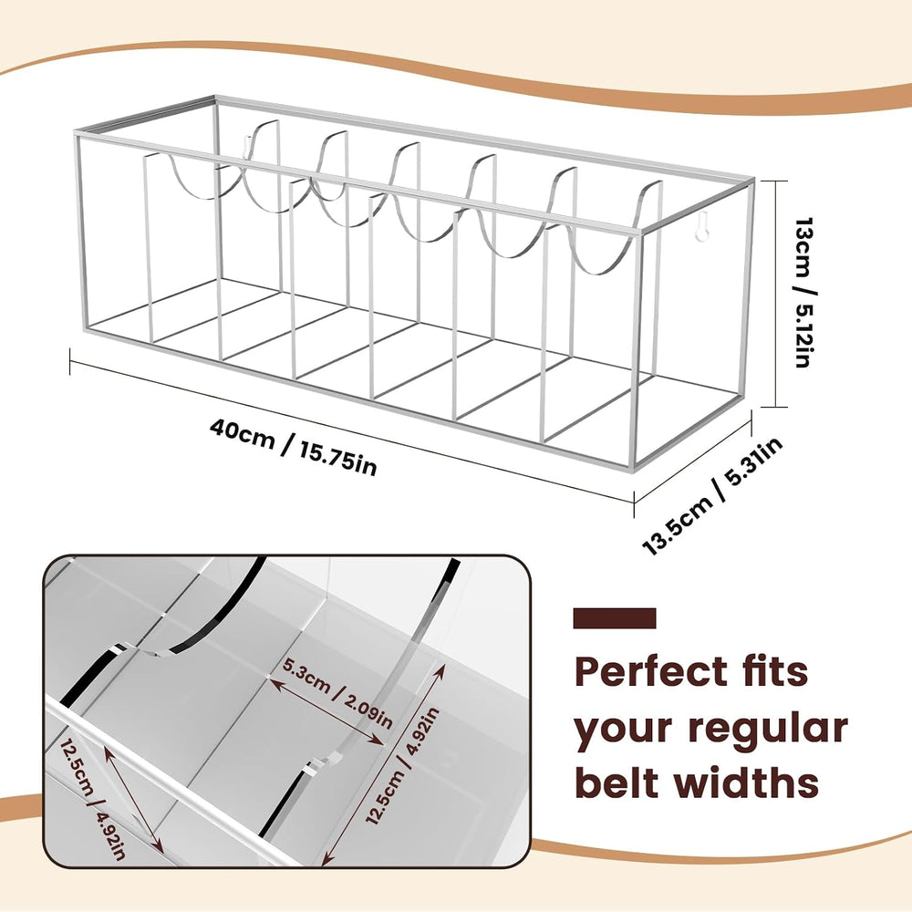 Acrylic Belt Organizer 7-Compartment Clear Case with Separated Cover