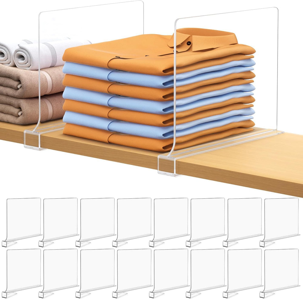 16 PCS Shelf Dividers for Closet Organization Acrylic Clear Closet Shelf Divi...