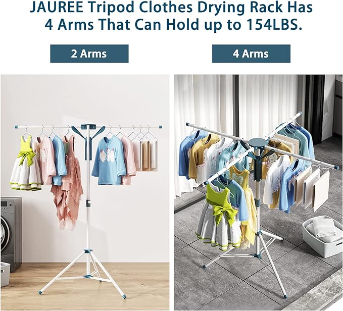 JAUREE Tripod Clothes Drying Rack Folding Indoor, Portable Drying Rack Clothing