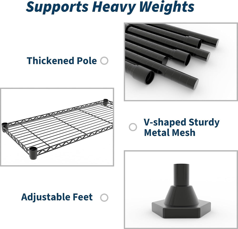 4-Tier Metal Storage Shelves, 70.8" W Heavy Duty Wire Shelving Unit