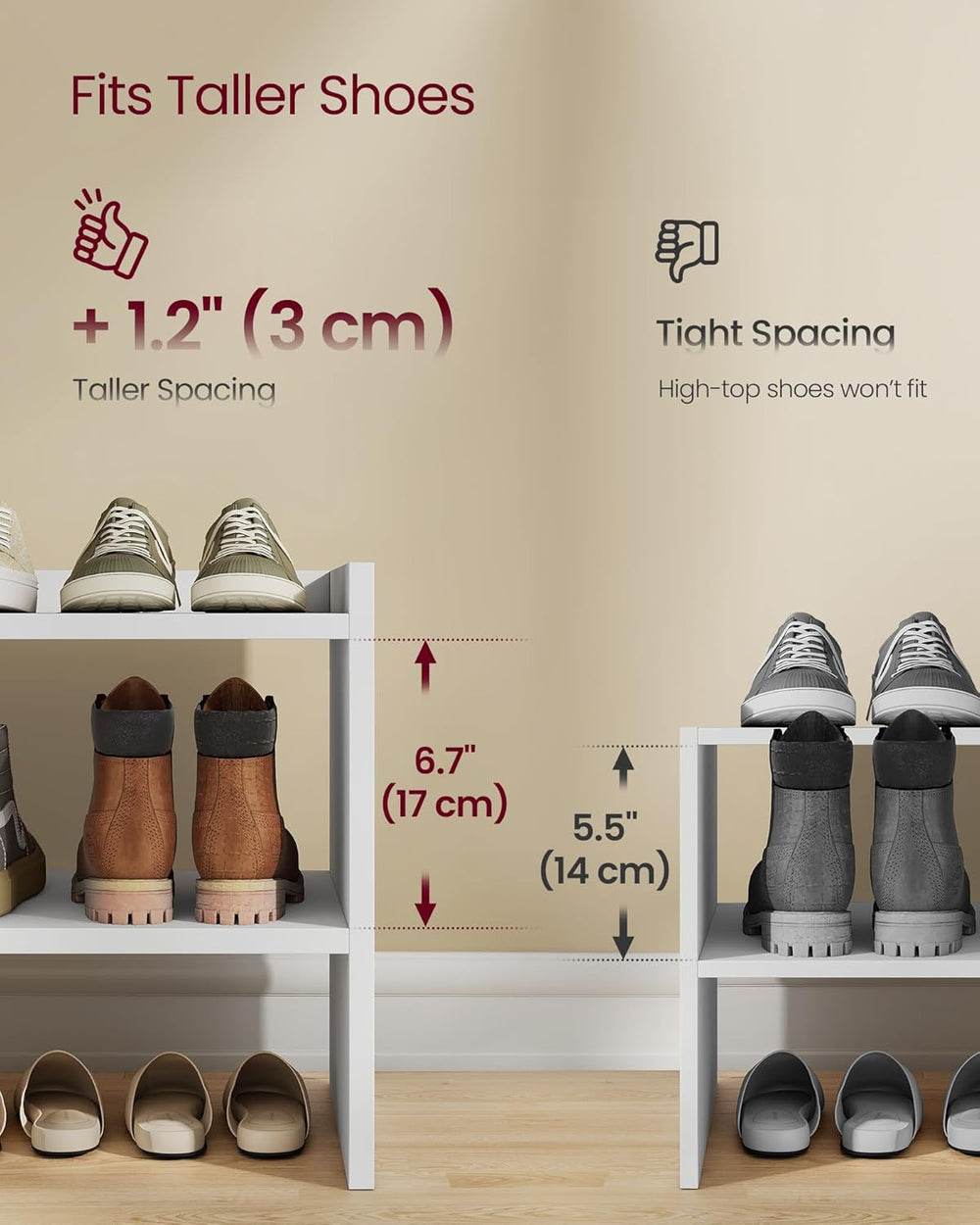 VASAGLE CUSTOS Collection - Shoe Rack for Closet, Stackable Shoe Organizer Sh...