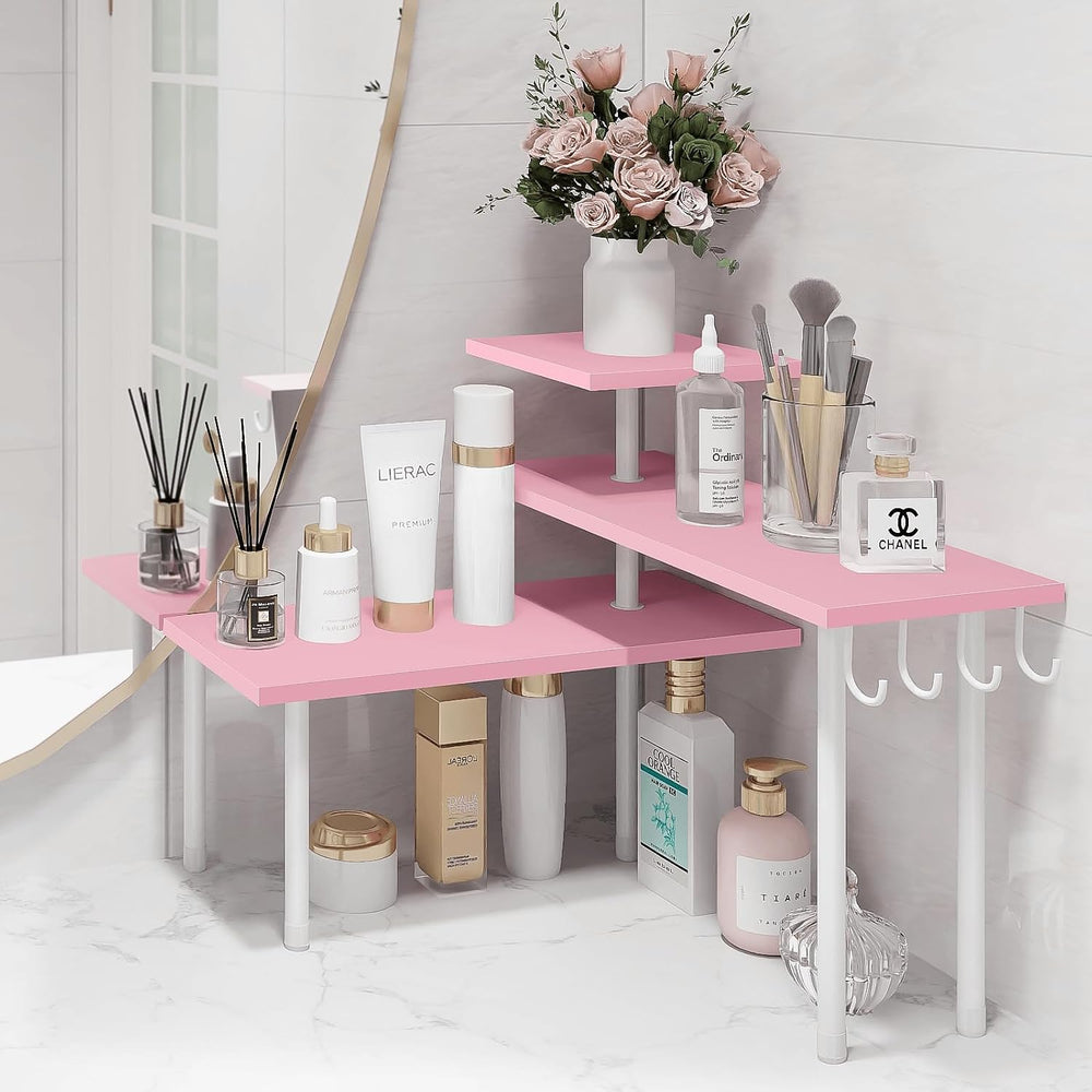 3-Tier Counter Organizer Shelf for Bathroom, Corner Shelf for Countertop, Ove...