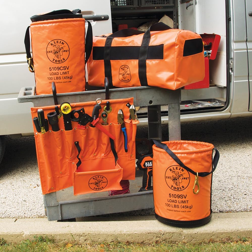 Klein Tools 5109SV Tool Bucket, Vinyl Lineman Bucket with Swivel Snap and Web...