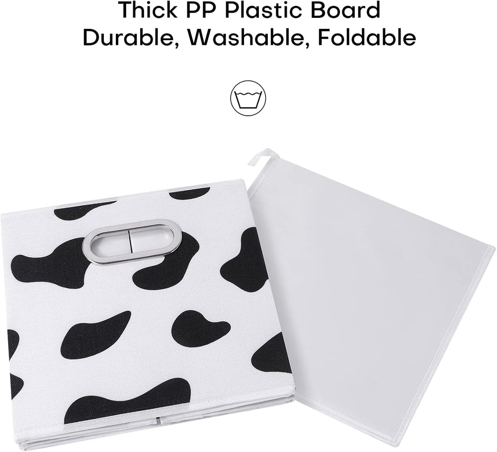 ANMINY Cow Print Cube Storage Bins with Handles, Washable, Collapsible | Cott...